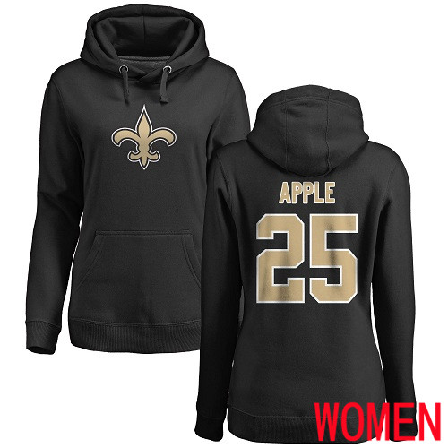 New Orleans Saints Black Women Eli Apple Name and Number Logo NFL Football #25 Pullover Hoodie Sweatshirts->women nfl jersey->Women Jersey